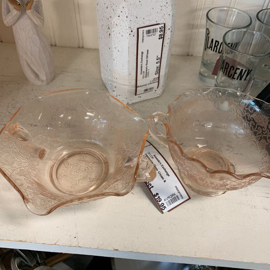 Depression Glass Cream & Sugar Set