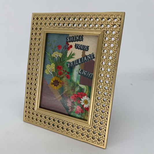 Pressed Flower Collage in Gold Frame