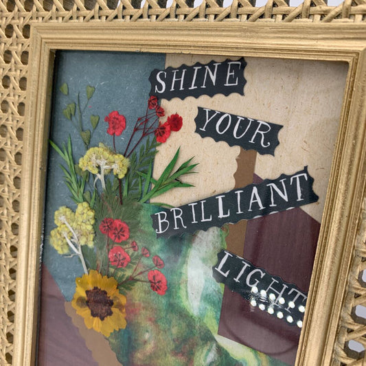 Pressed Flower Collage in Gold Frame