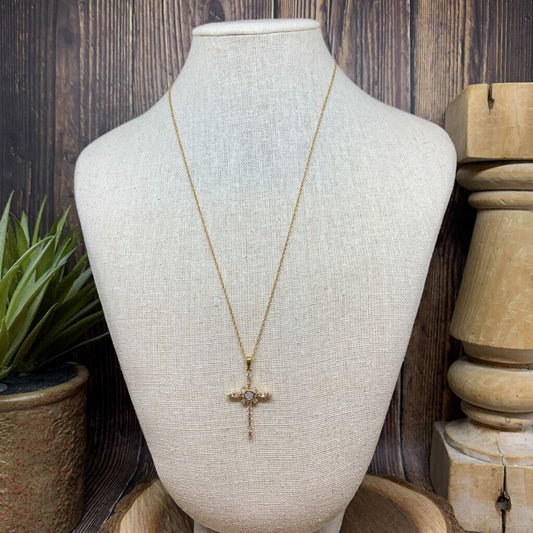 10k Gold and Diamonds Cross Necklace