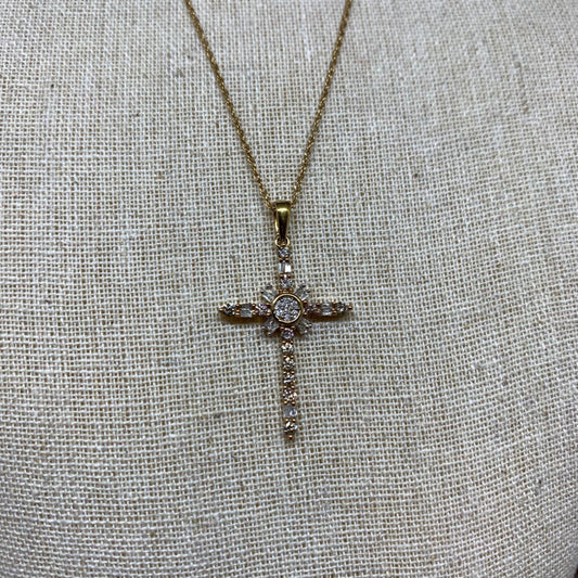 10k Gold and Diamonds Cross Necklace