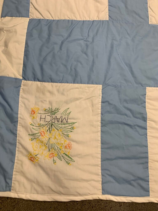Handmade Embroidered Quilt AS IS