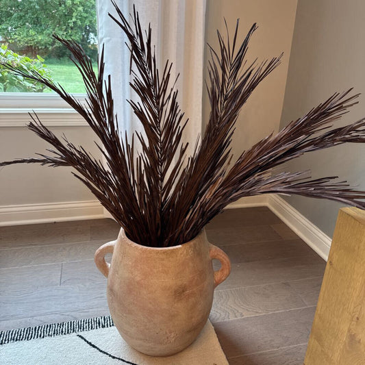 Texured Ceramic Vase with Brown Branches
