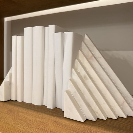Marble Bookends with 8 Books