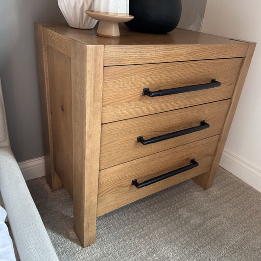 Shun Wood 3 Drawer Nightstand