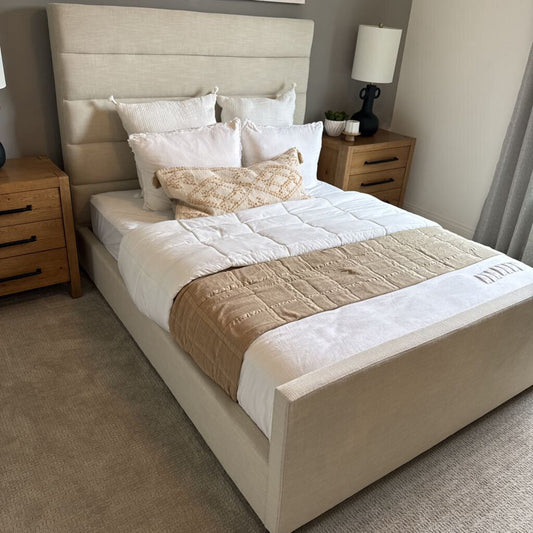Tufted Upholstered Bed with Mattress and Bedding