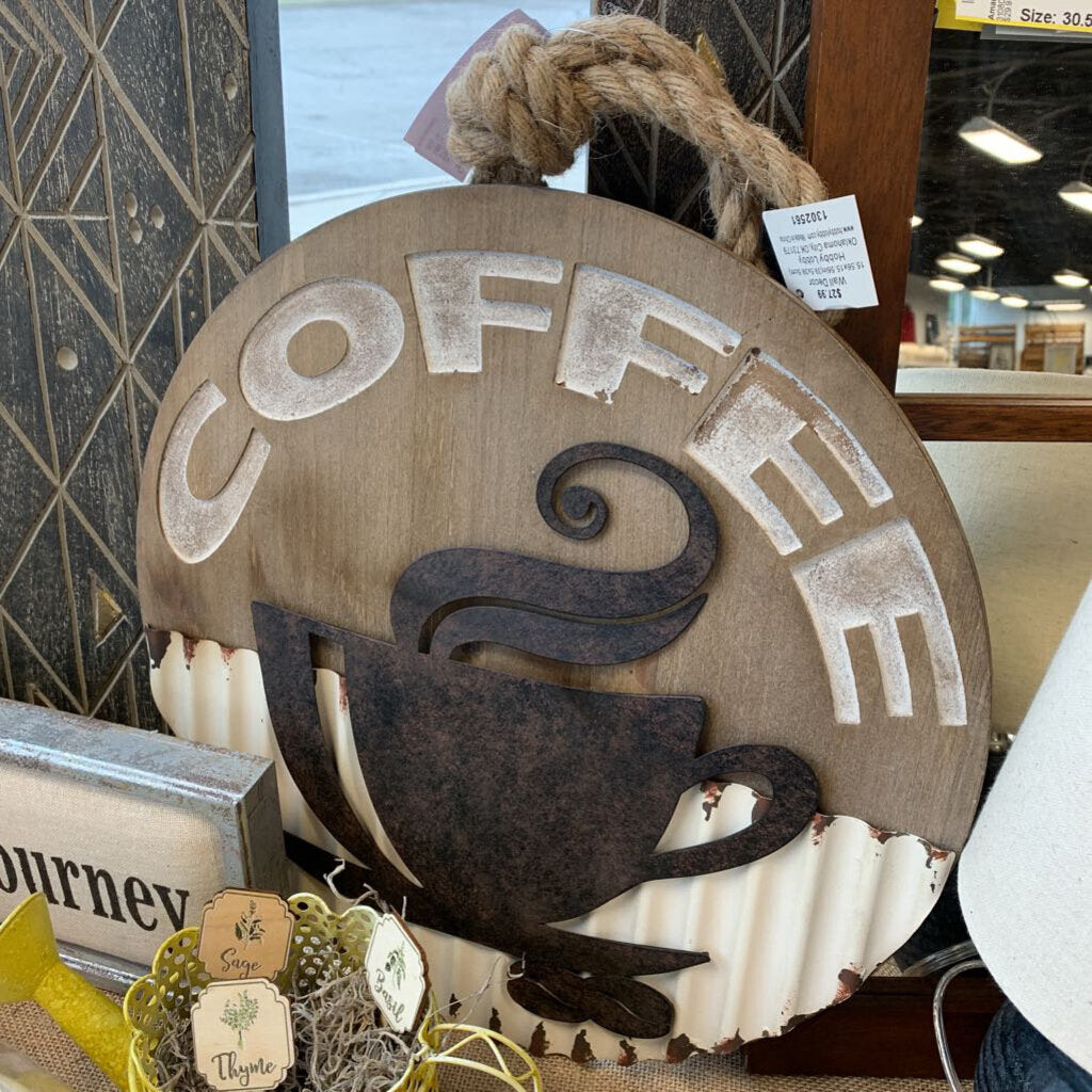 Wood & Metal Coffee Sign