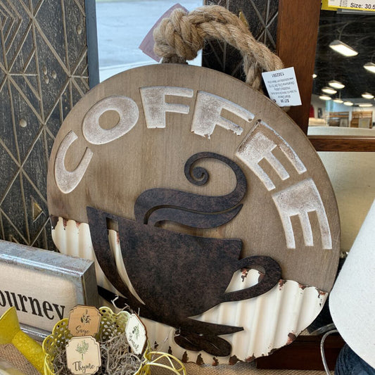 Wood & Metal Coffee Sign