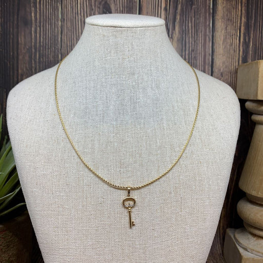 10k & Diamond Key Necklace