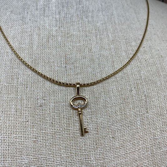 10k & Diamond Key Necklace