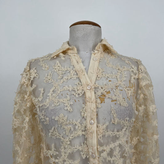 Zara 3/4 Slv Sheer Shirt