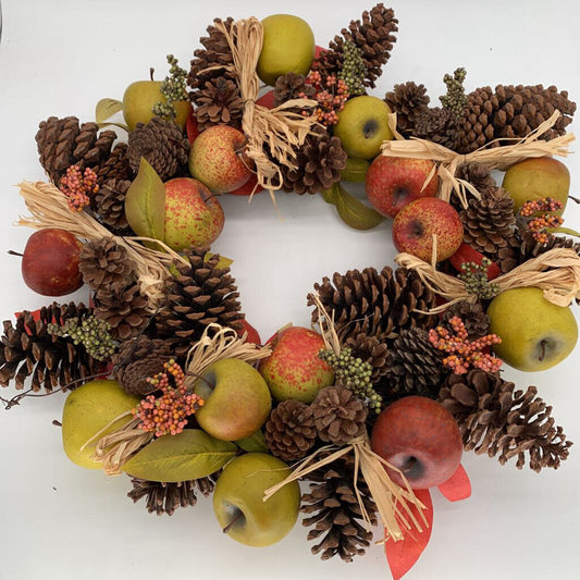 Faux Apple & Pinecone Wreath