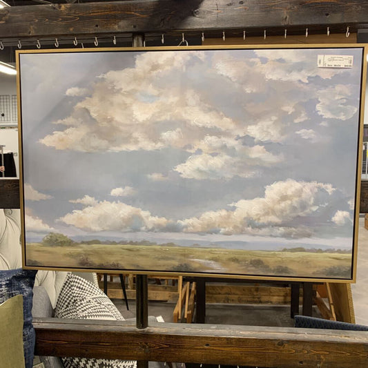 Framed Meadow Scene on Canvas