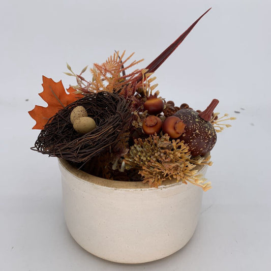 Ceramic Crock with Faux Flowers