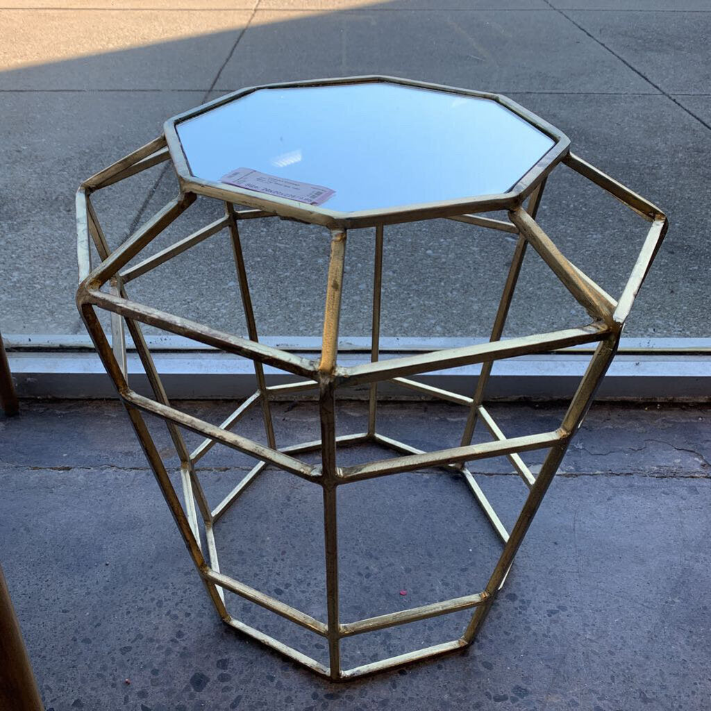 Mirror Top Metal Side Table