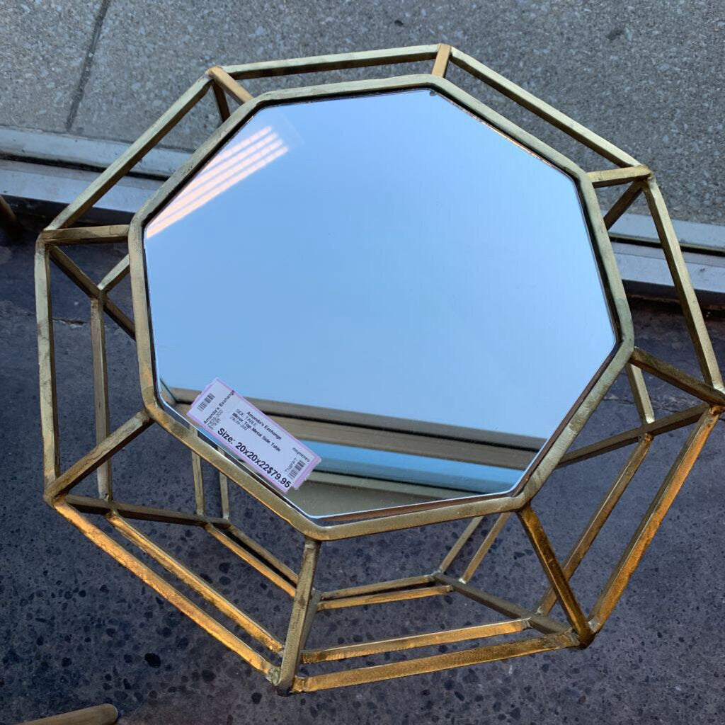 Mirror Top Metal Side Table