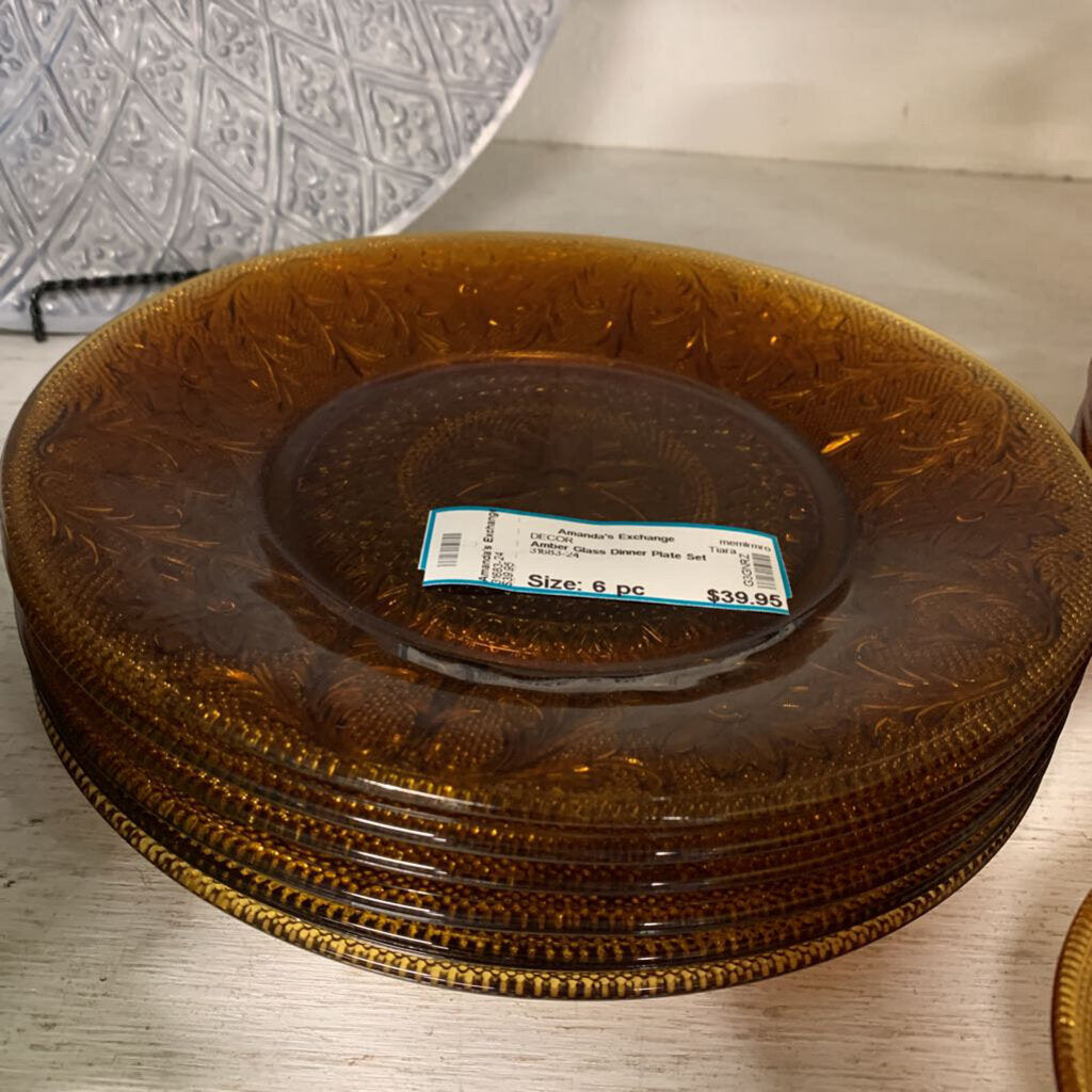 Amber Glass Dinner Plate Set