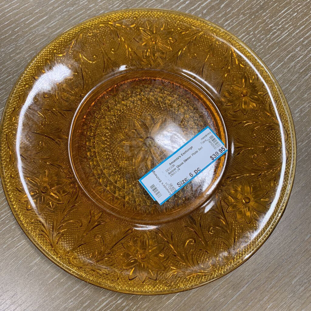 Amber Glass Dinner Plate Set