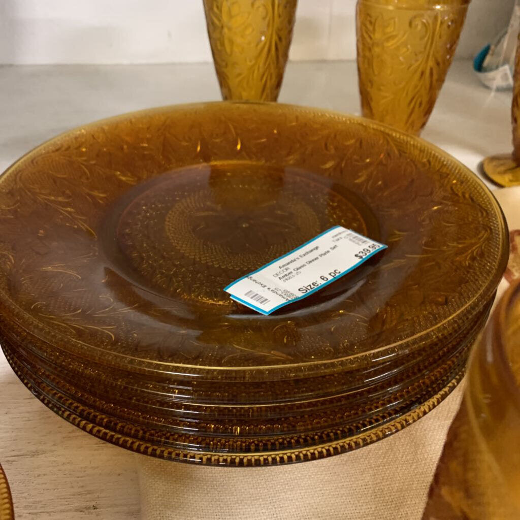 Amber Glass Dinner Plate Set