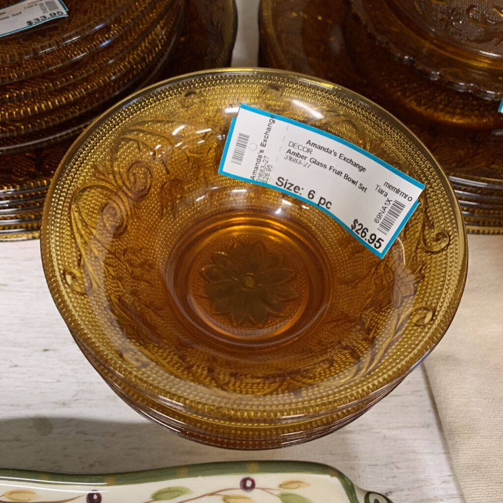 Amber Glass Fruit Bowl Set