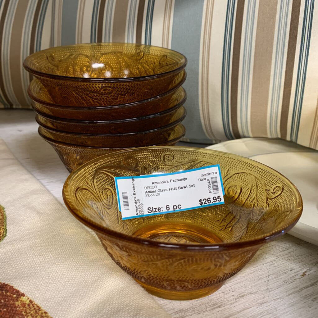 Amber Glass Fruit Bowl Set