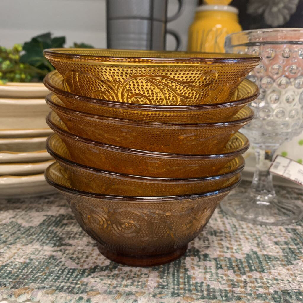 Amber Glass Fruit Bowl Set