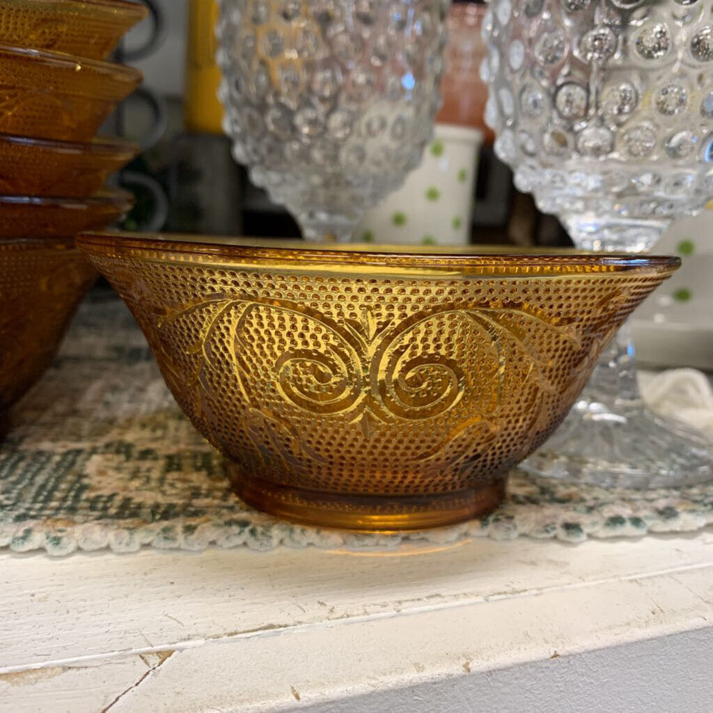 Amber Glass Fruit Bowl Set