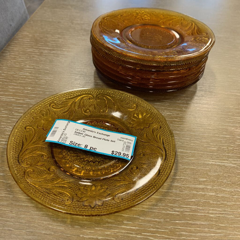 Amber Glass Bread Plate Set