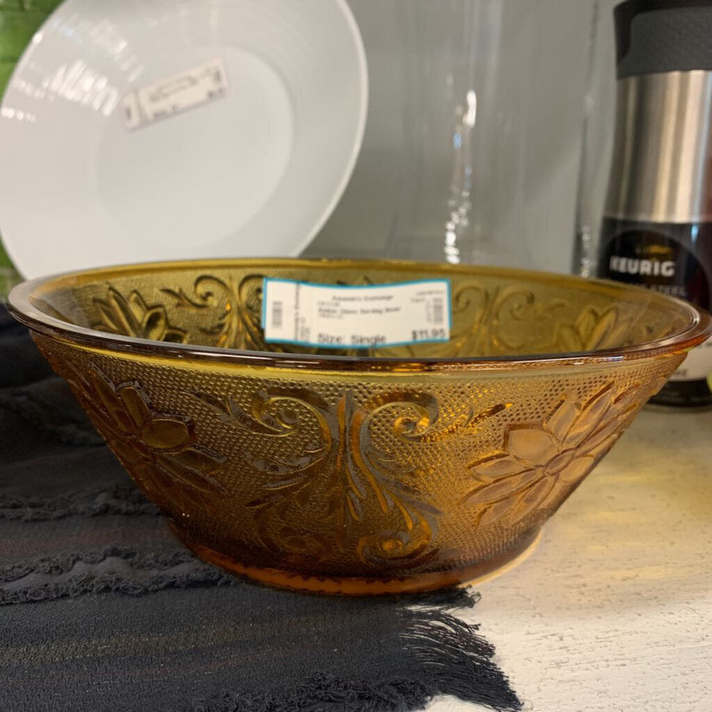 Amber Glass Serving Bowl