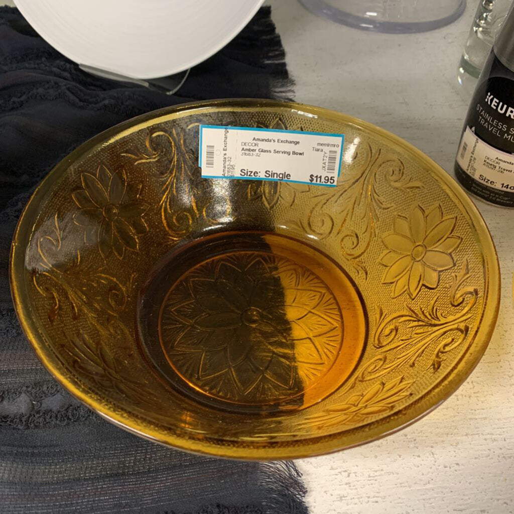 Amber Glass Serving Bowl