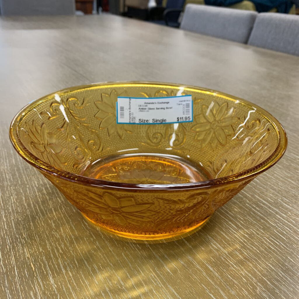Amber Glass Serving Bowl