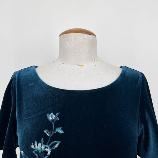 WHBM S/s Floral Velvet Dress