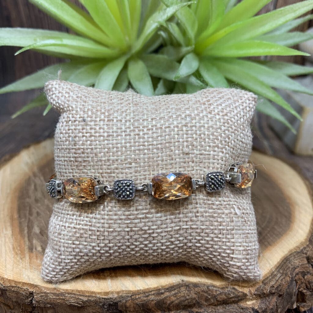 Sterling and Gem Links Bracelet