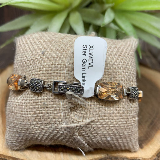 Sterling and Gem Links Bracelet