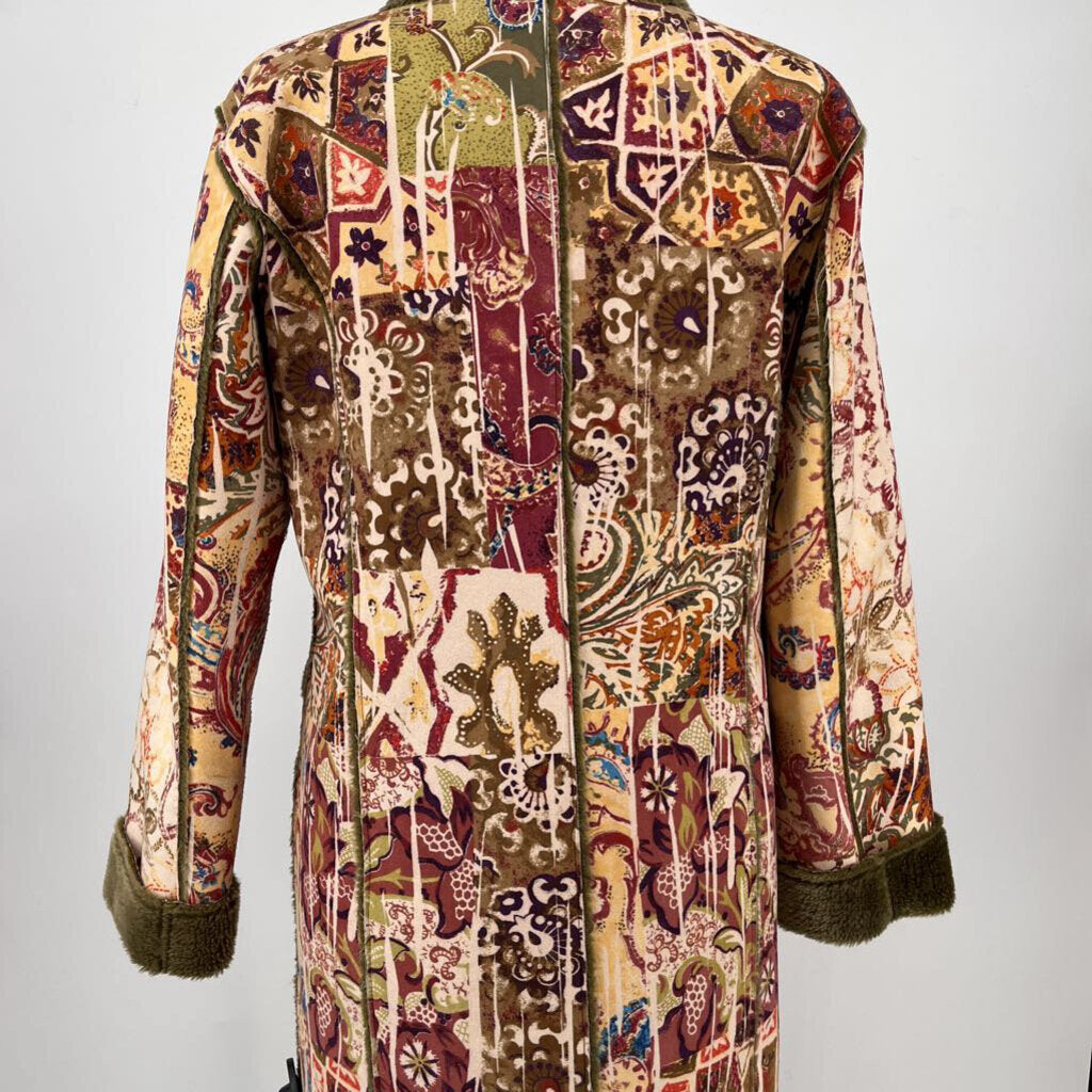 Chicos Patterned Faux Fur Coat