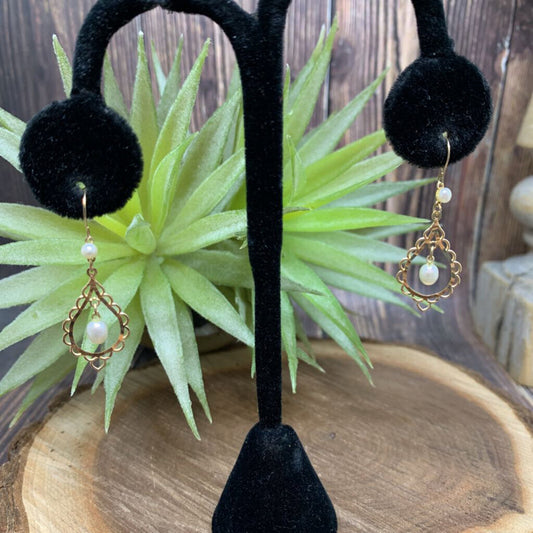 14k YG and Pearl Earrings