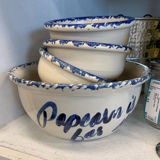 Stoneware Popcorn Bowl Set