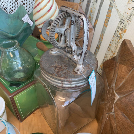 Antique Churning Jar w Lid