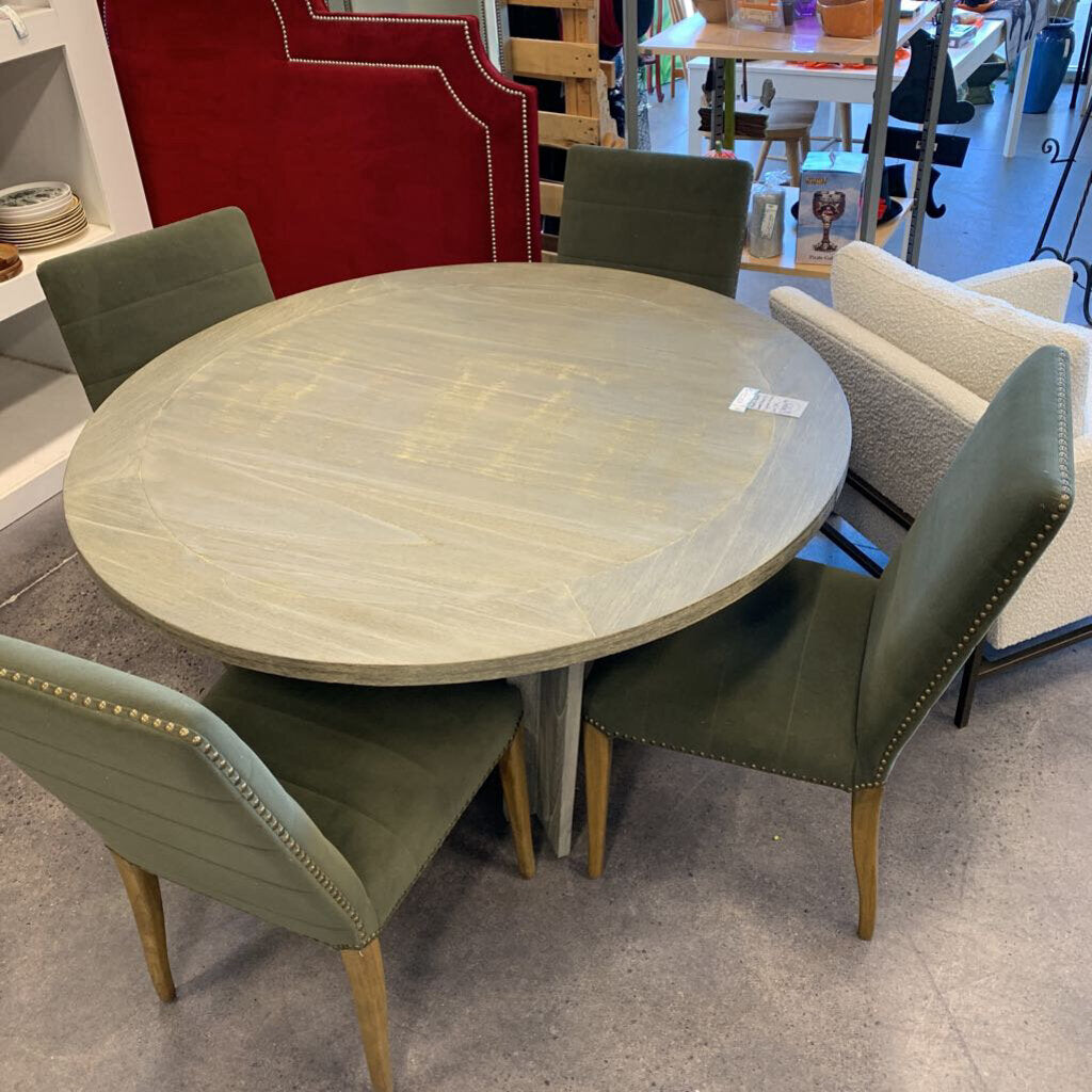 Round Table & 4 Green Chairs