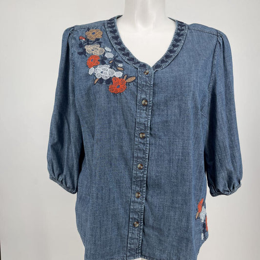 Chicos 3/4 Slv Floral Shirt