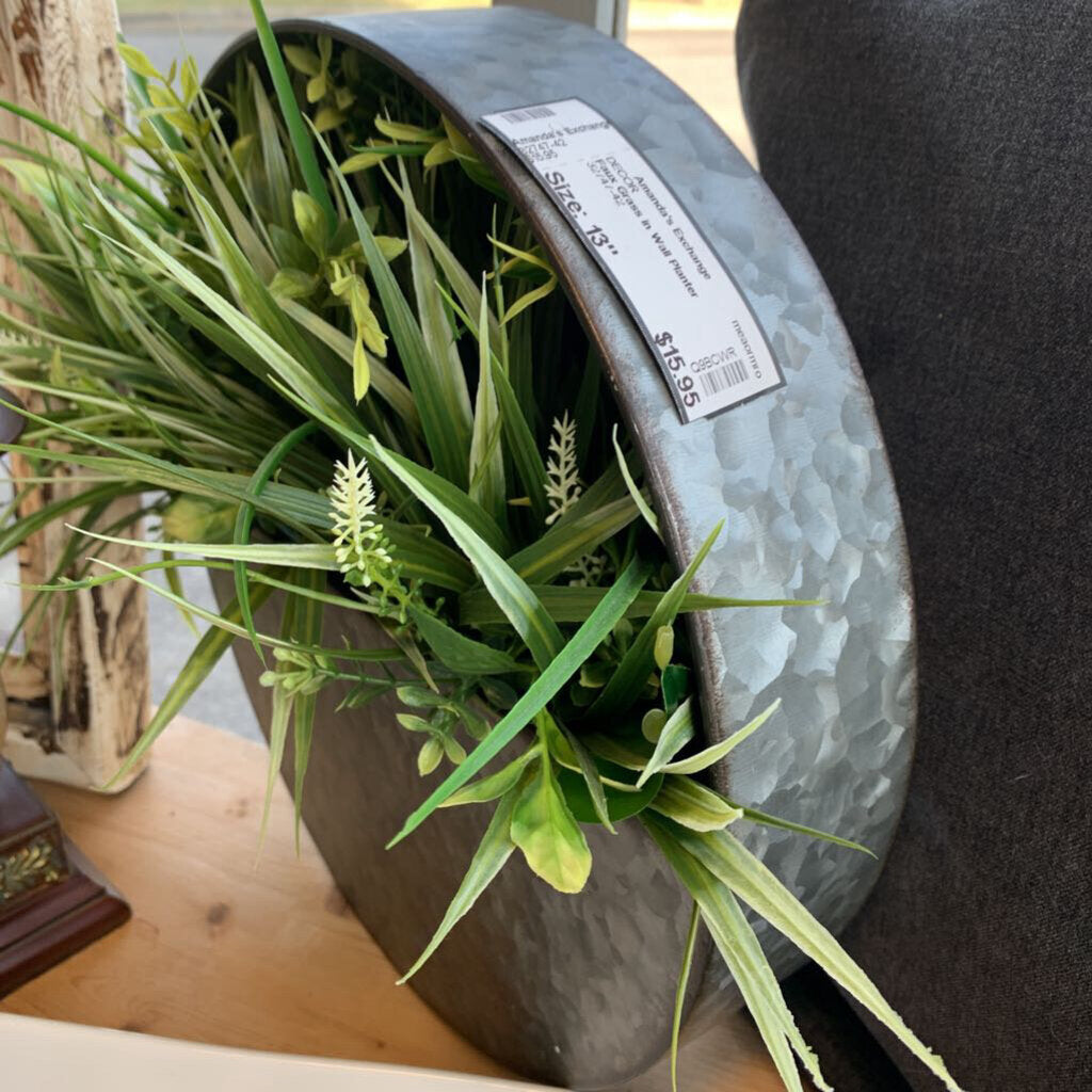 Faux Grass in Wall Planter