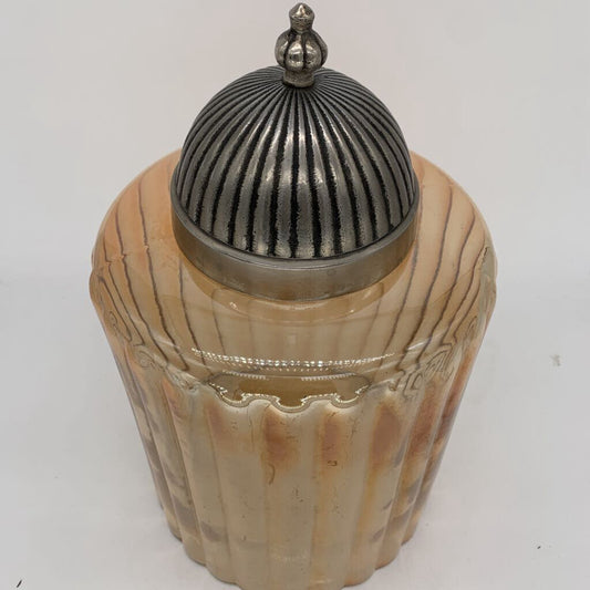 Round Amber Glass Canister w Lid