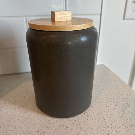 Ceramic Canister w/ Wood Lid