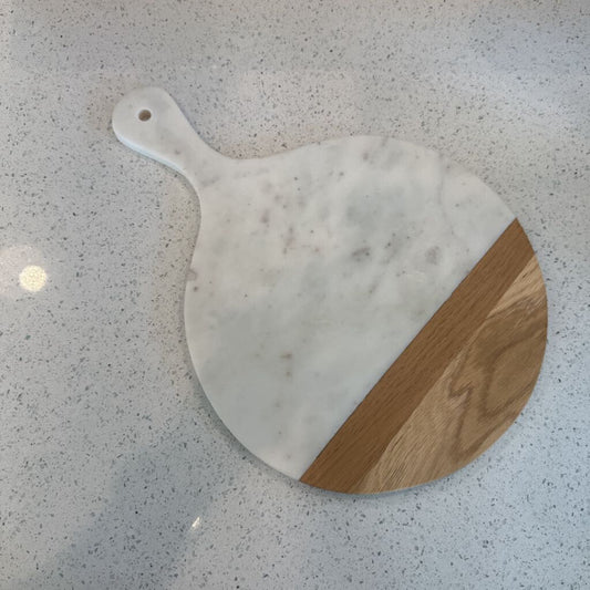 Crate & Barrel Round Wood/Marble Cutting Board