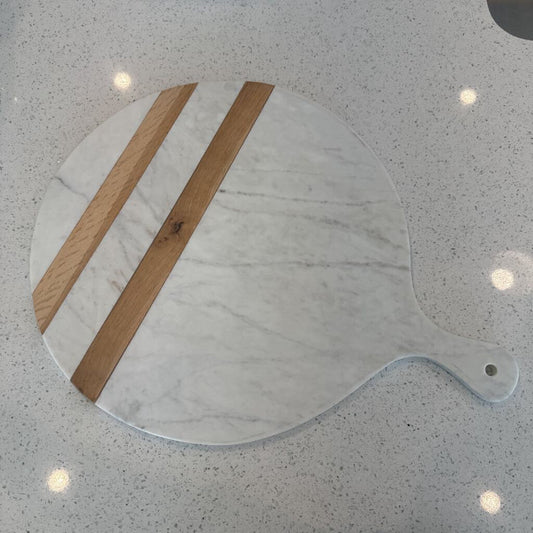 Crate & Barrel Round Wood/Marble Cutting Board