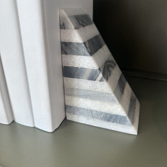 Geo Striped Marble Bookend