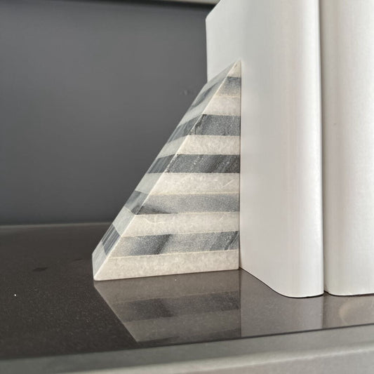 Geo Striped Marble Bookend