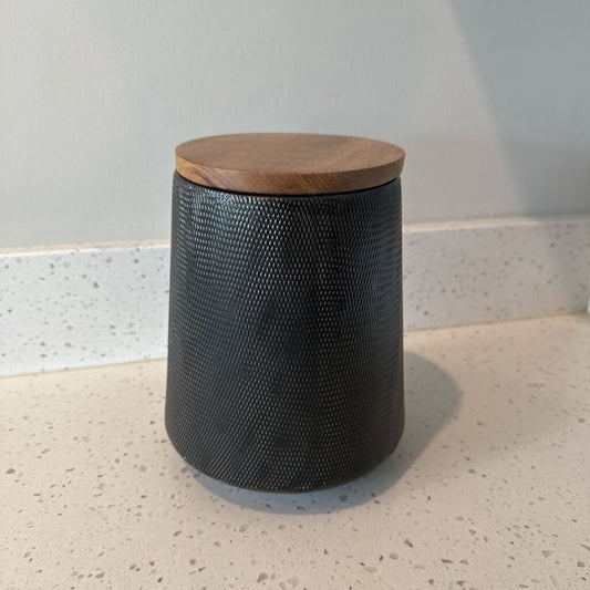 Crate & Barrel Textured Canister w LId