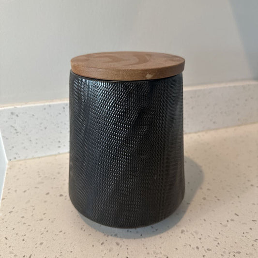 Crate & Barrel Textured Canister w LId