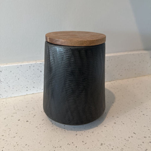 Crate & Barrel Textured Canister w LId